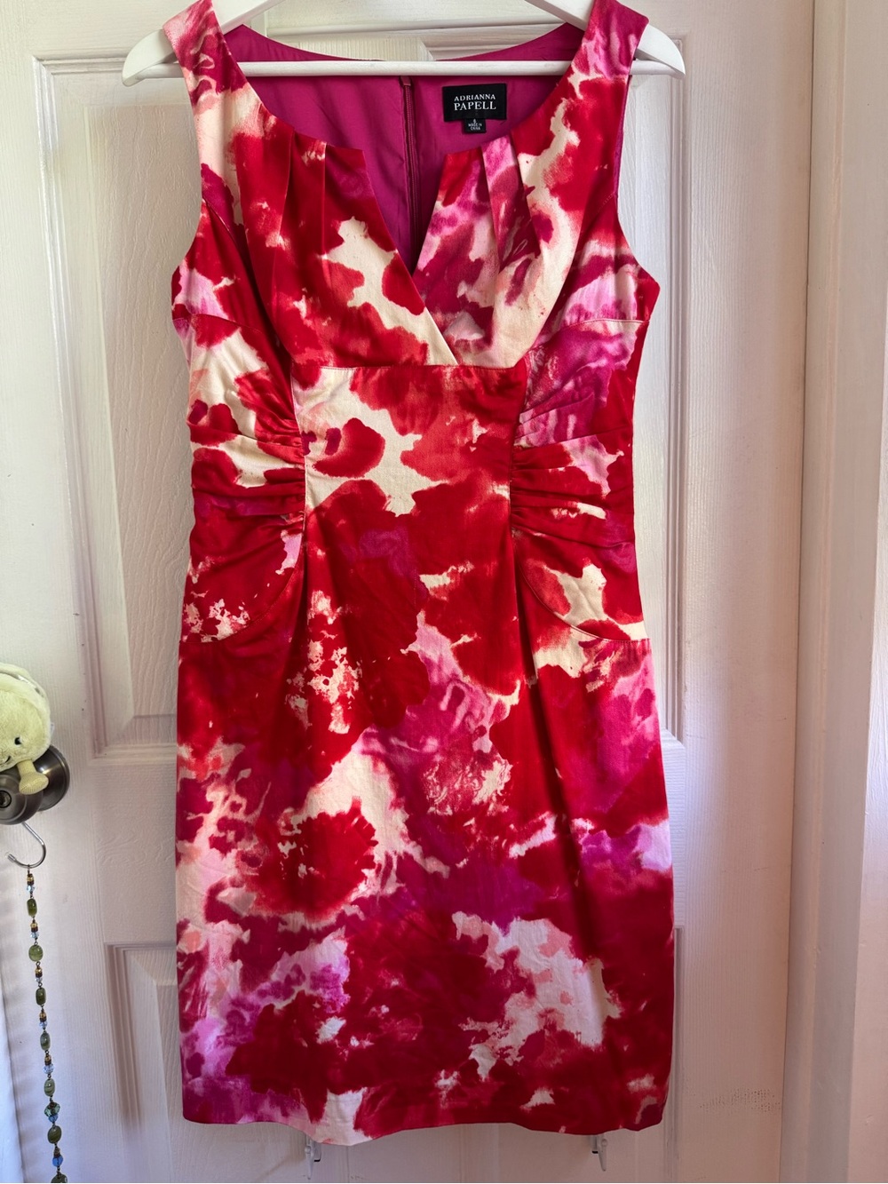 Adrianna Papell Fuchsia & Red Floral Sheath Dress